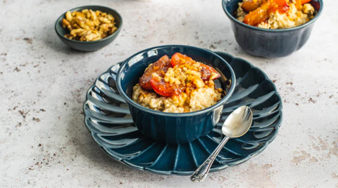 Porridge With Honey Poached Plums and Walnuts