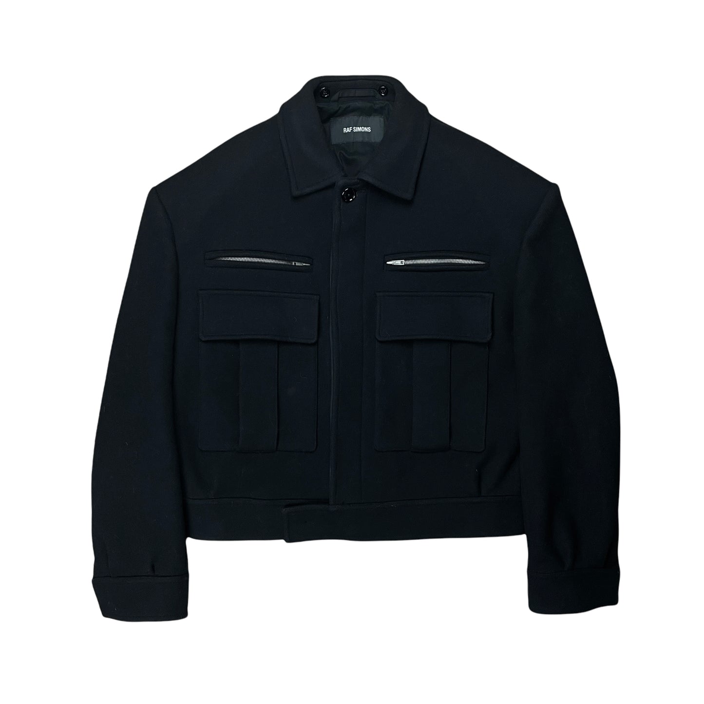 Raf Simons Cropped Military Wool Jacket | vuzelia.com