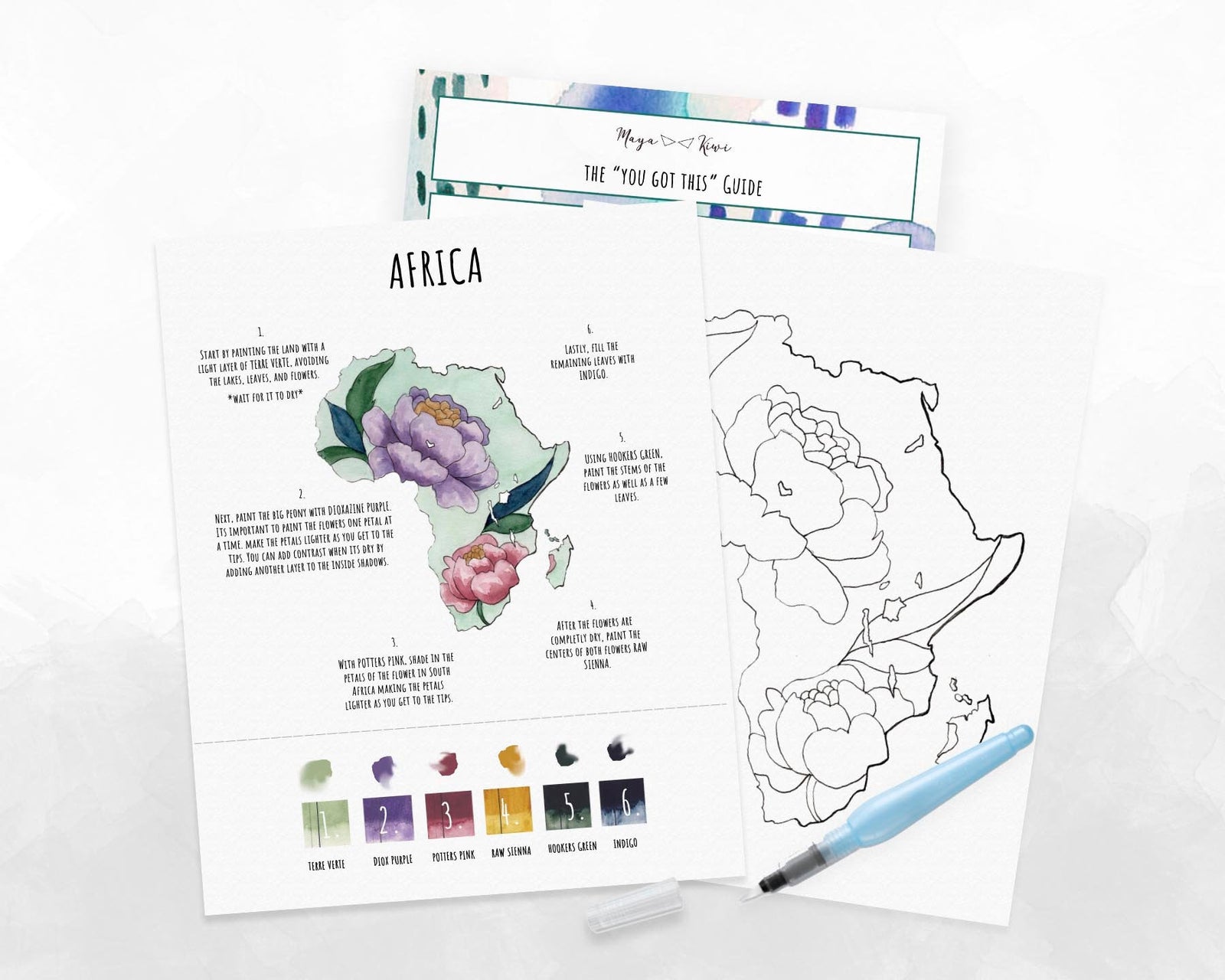 Maya + Kiwi  Watercolor Paint Kits and Corporate Paint Events