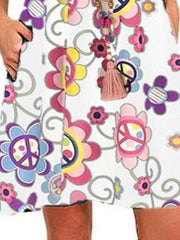 Women's Sleeveless V-neck Floral Printed Midi Dress