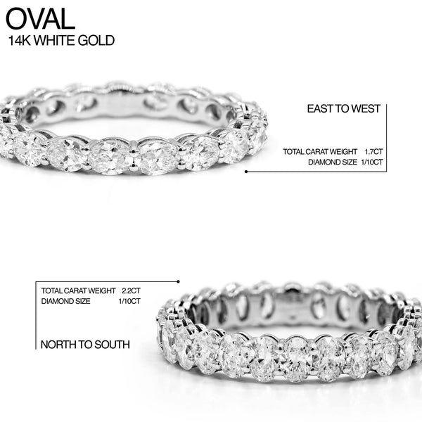 oval cut natural diamond eternity ring: four variations
