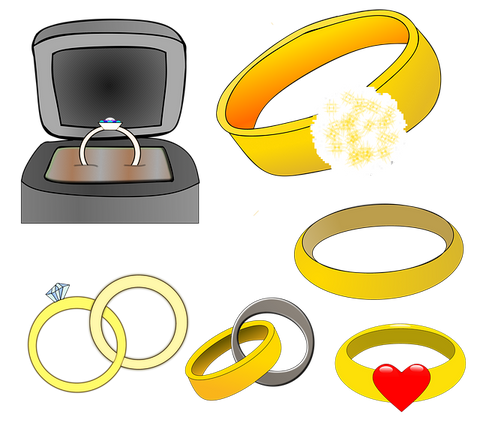 illustration of gold wedding rings