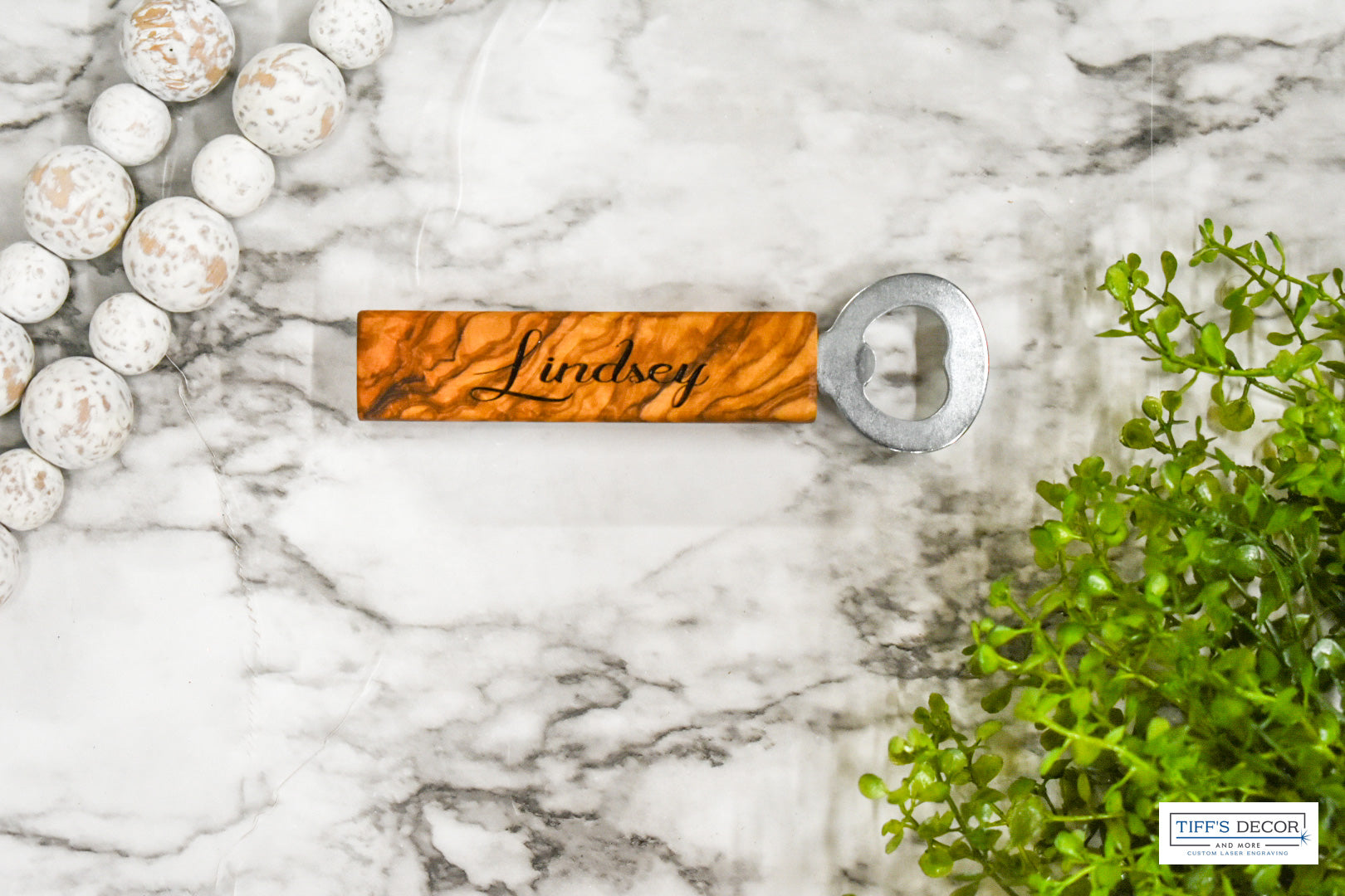 Olive wood bottle opener