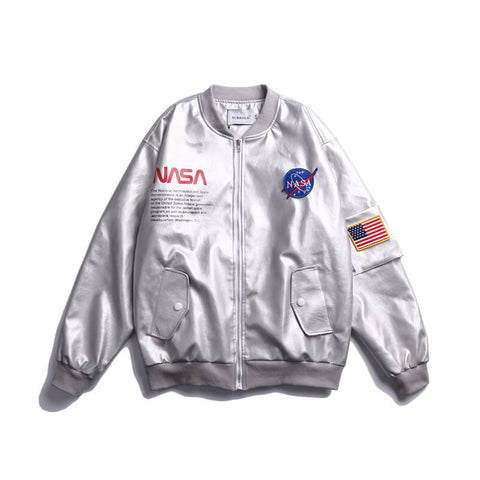 NASA Men's Leather Bomber Jacket MA1