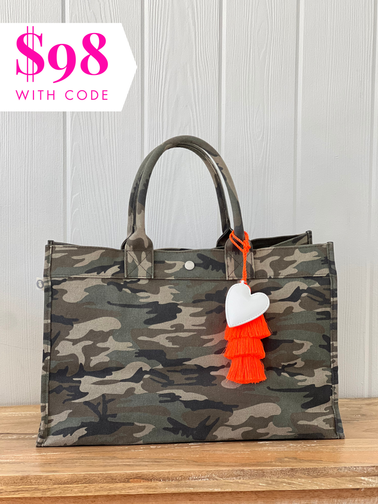 East-West Bag Grey Camouflage with Rose Gold Jumbo Peace Sign – Quilted  Koala