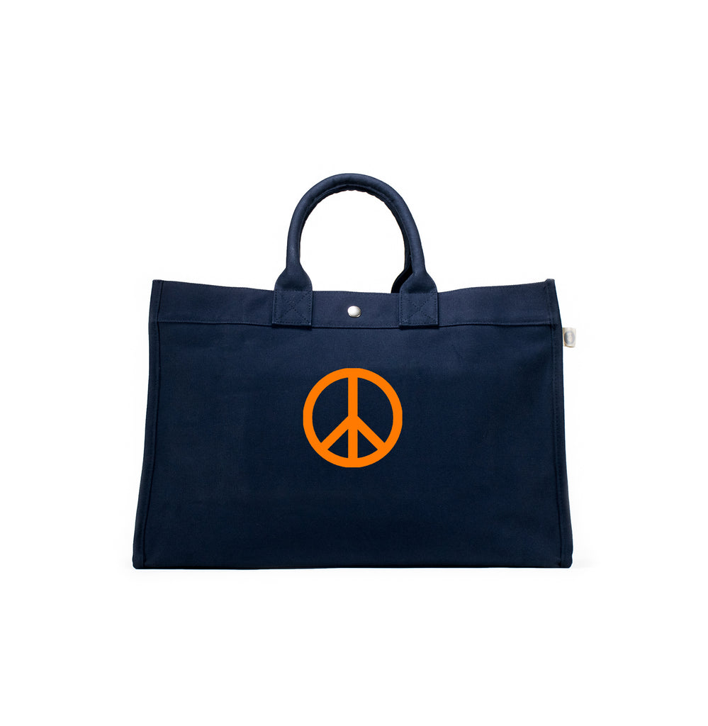 East-West Bag Grey Camouflage with Rose Gold Jumbo Peace Sign