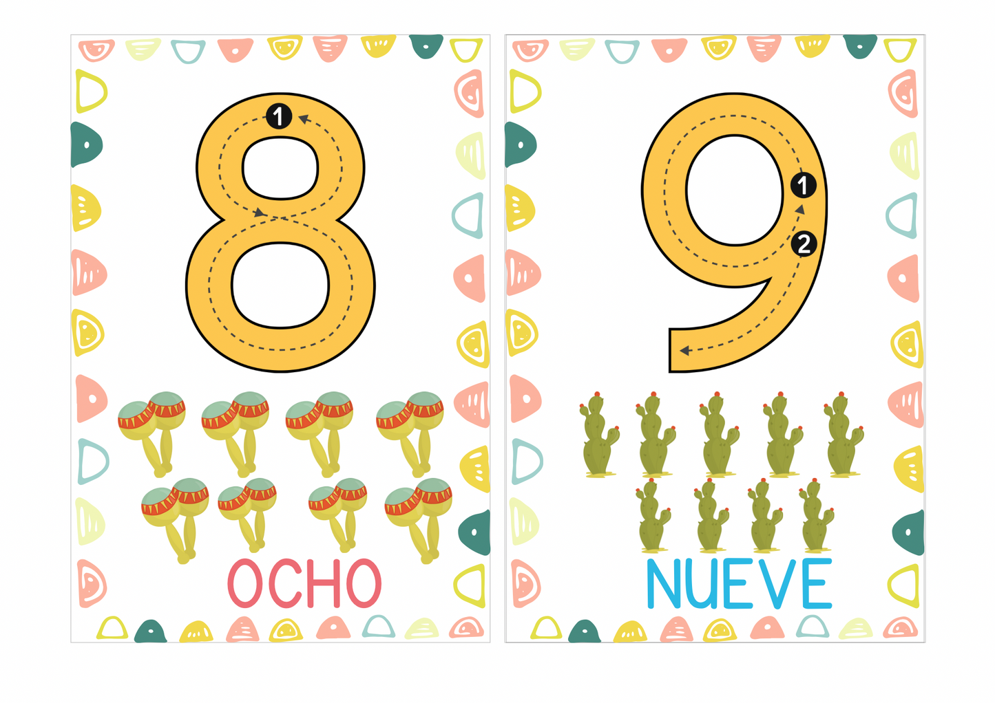 DIGITAL DOWNLOAD Spanish Numerical flash cards