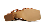 Spring brown sandals with interlocking strips