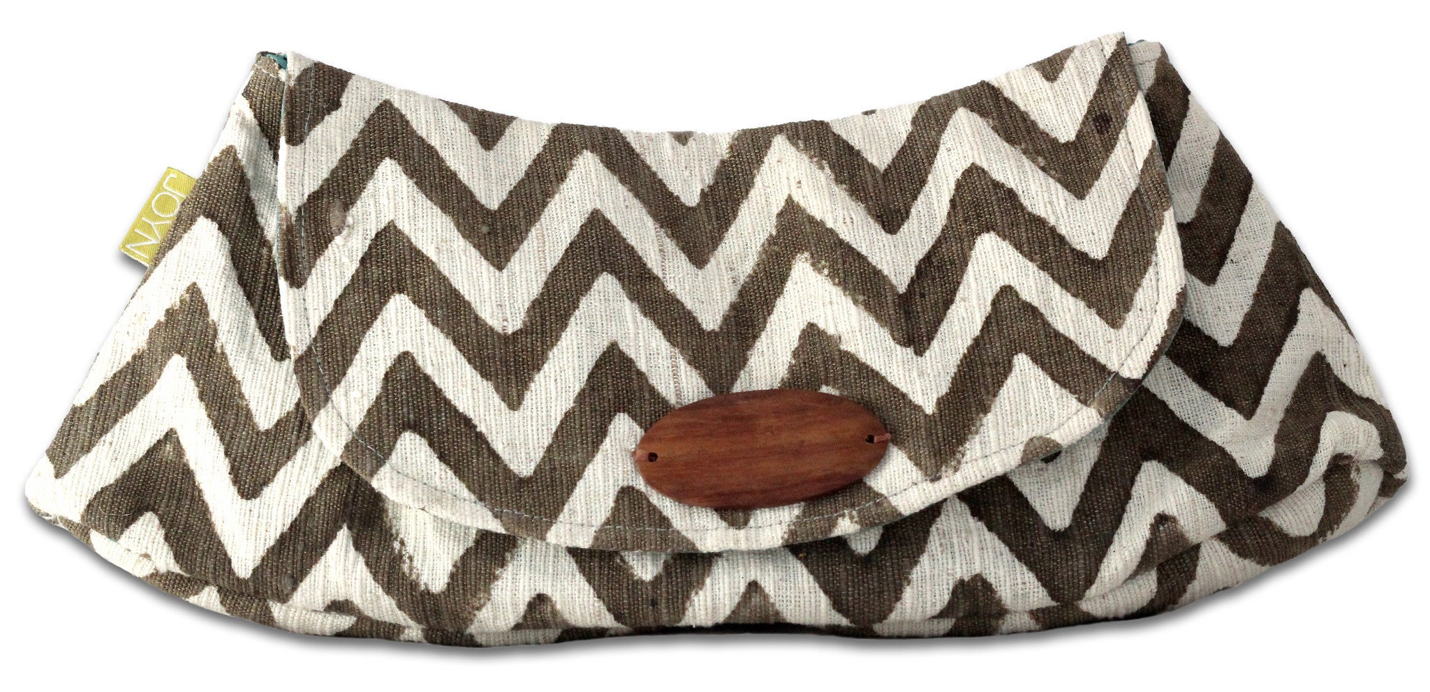 141029 Button Clutch - Elephant Grey Chevron - david