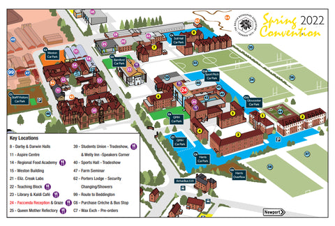 Map of Harper Adams for BBKA Spring Convention