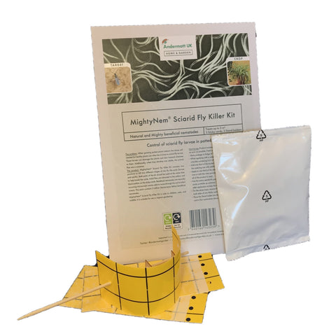 Sciarid fly killer kit yellow sticky traps and nematodes packaging