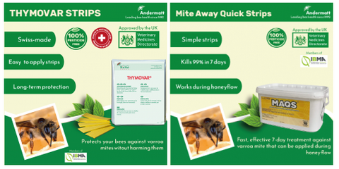 Thymovar and MAQs varroa mite treatments