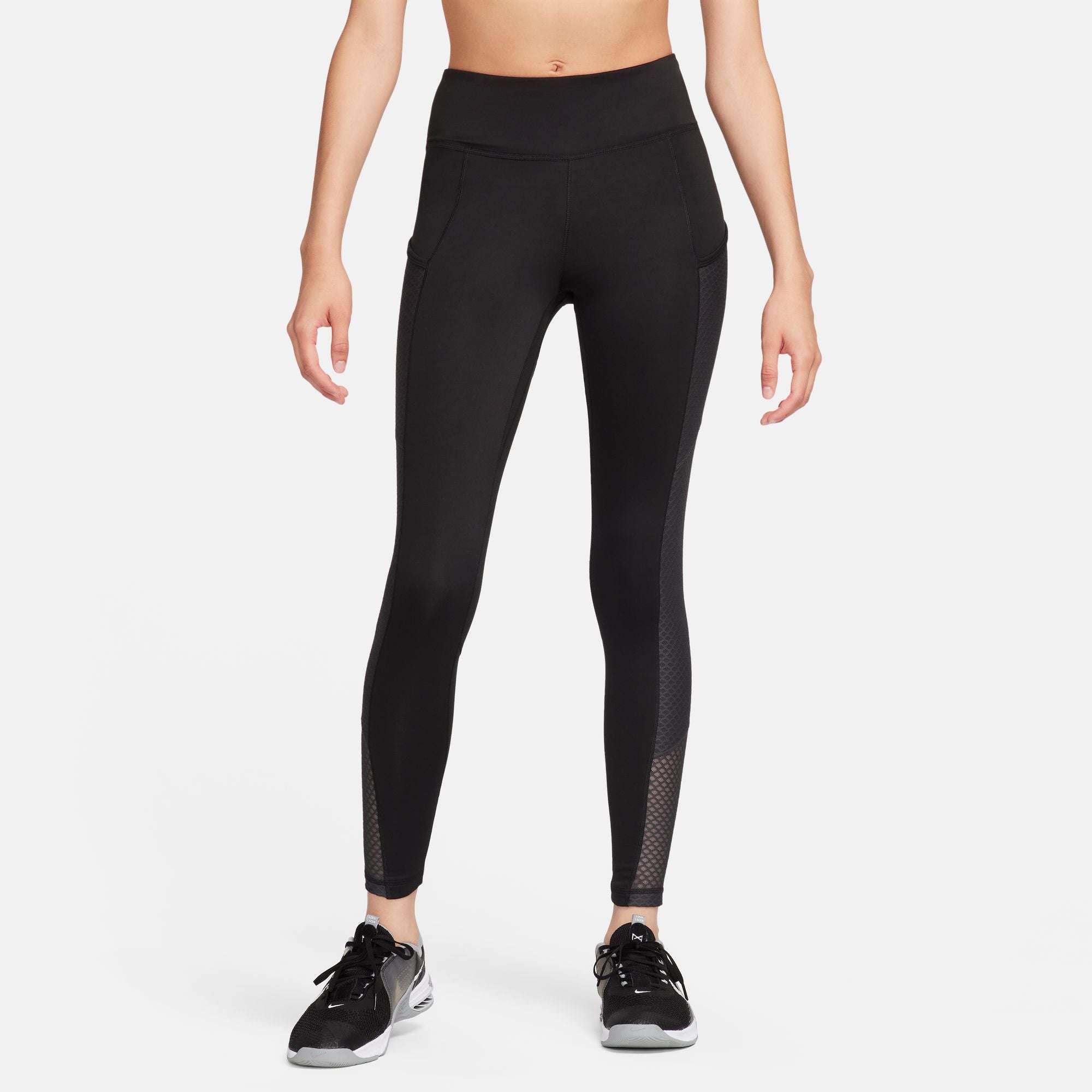 Nike One Women's Black Gold Glitter Mid R Printed Leggings (DX6389-010)  1X/2X/3X 