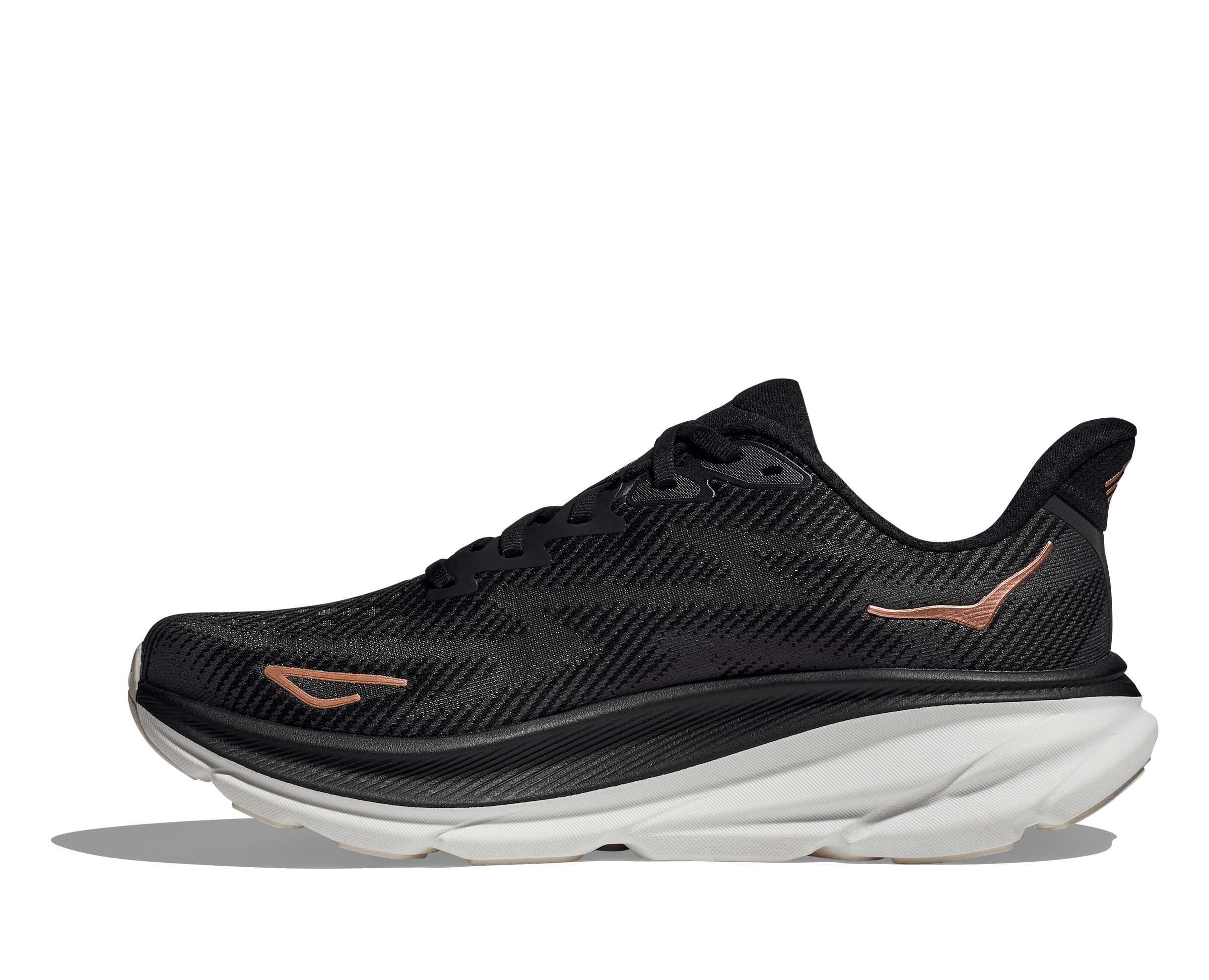 HOKA Women's Clifton 9 Black/Rose Gold / 10 / Wide