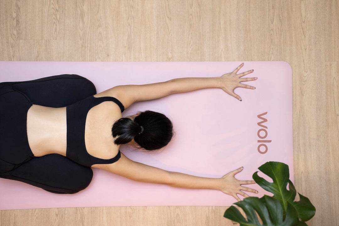 Yoga on a pink yoga mat
