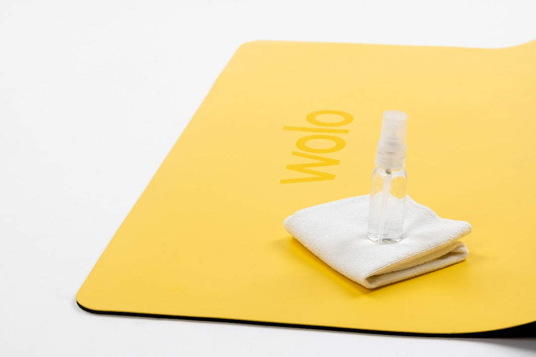 Yoga mat with soft cloth and cleaning spray