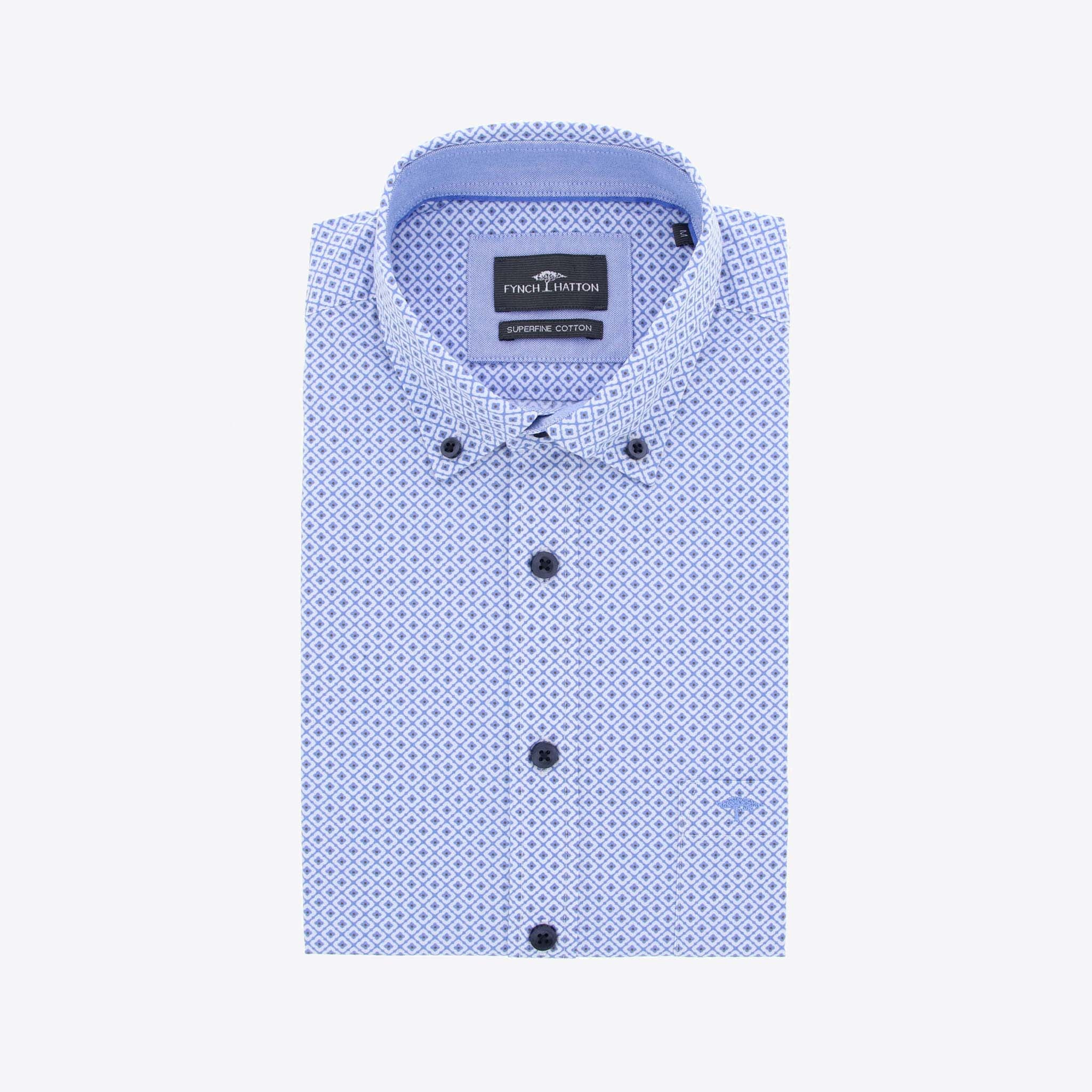 Fynch-hatton Hemd Blauw Print