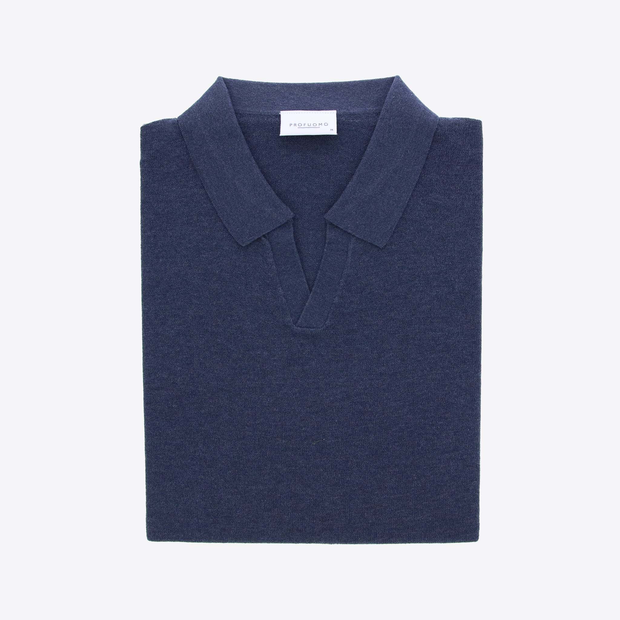 Profuomo Pull Polo Blauw Boucle Km