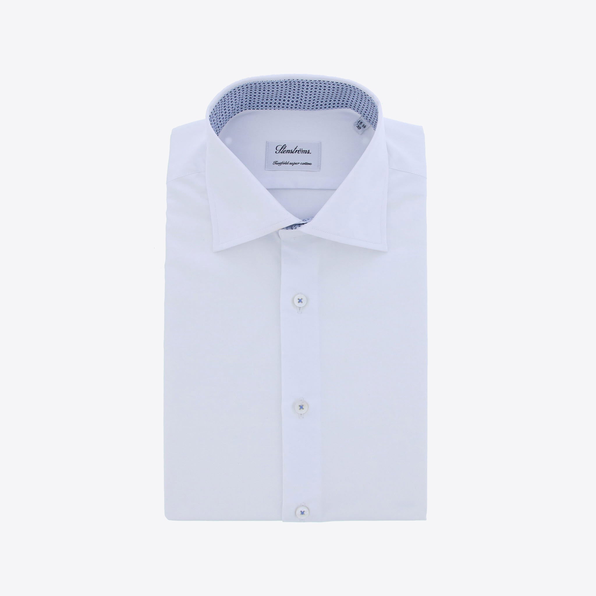 Hemd Wit Blauw Contrast