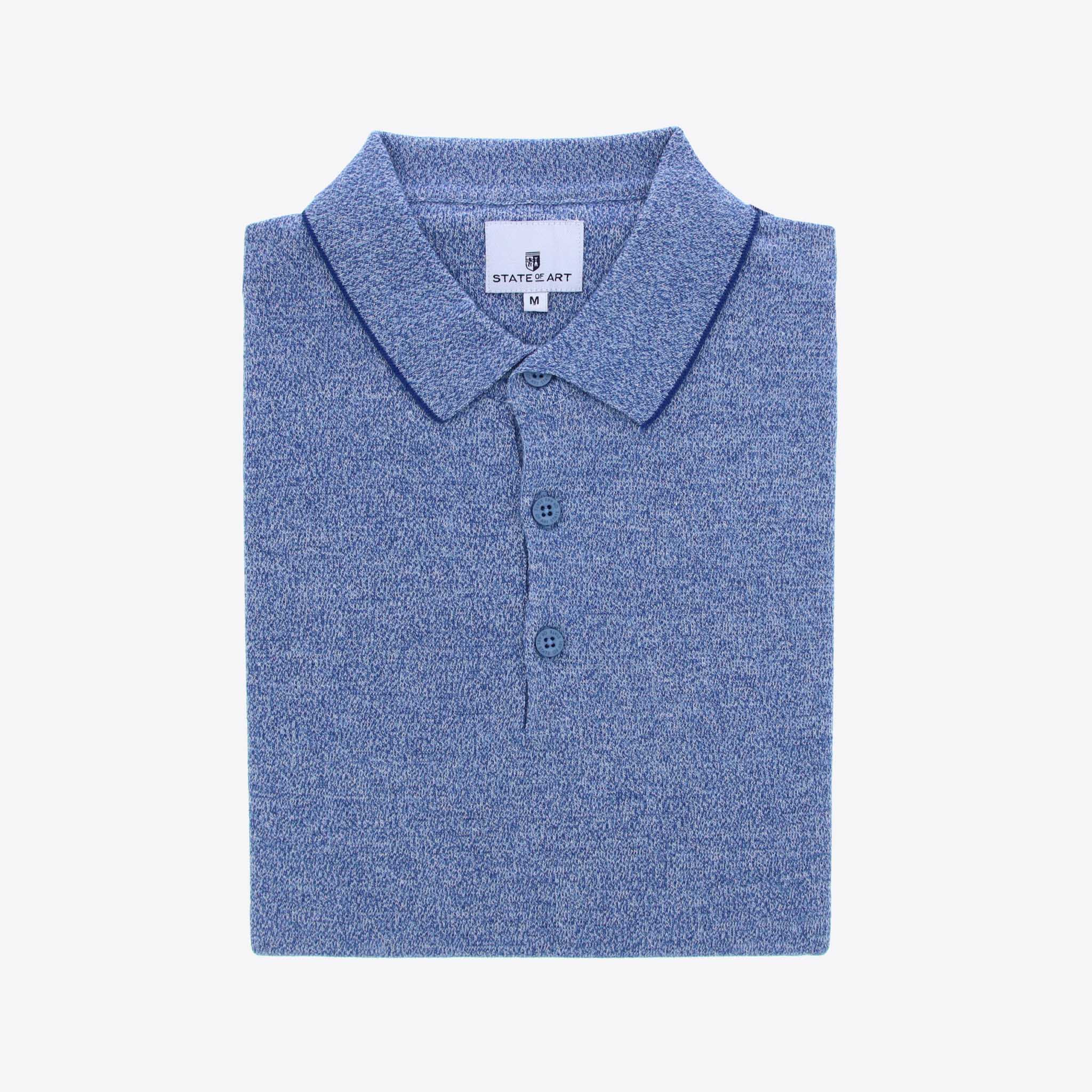 State Of Art Pull Polo Blauw Korte Mouw