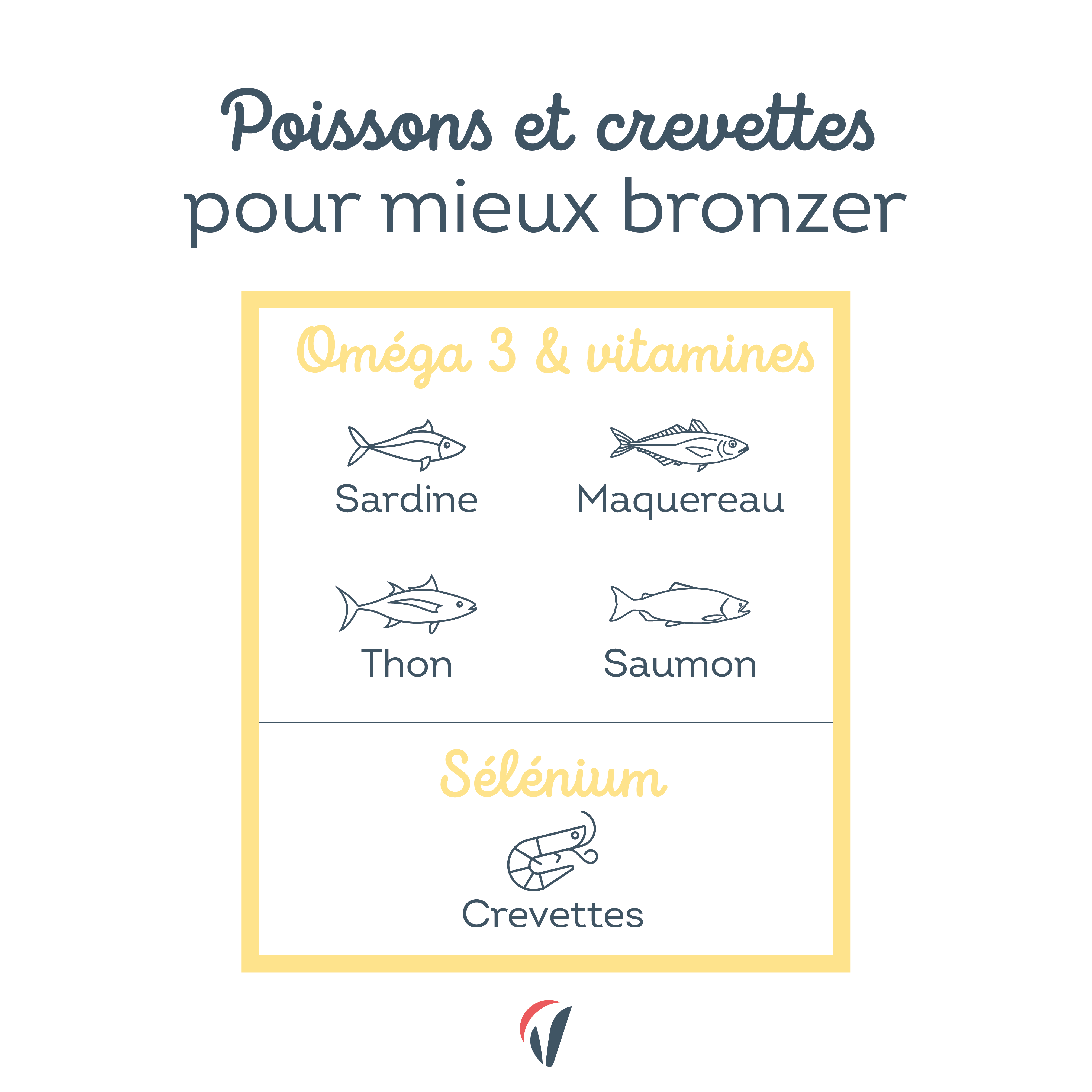 poissons et crevettes pour bronzer