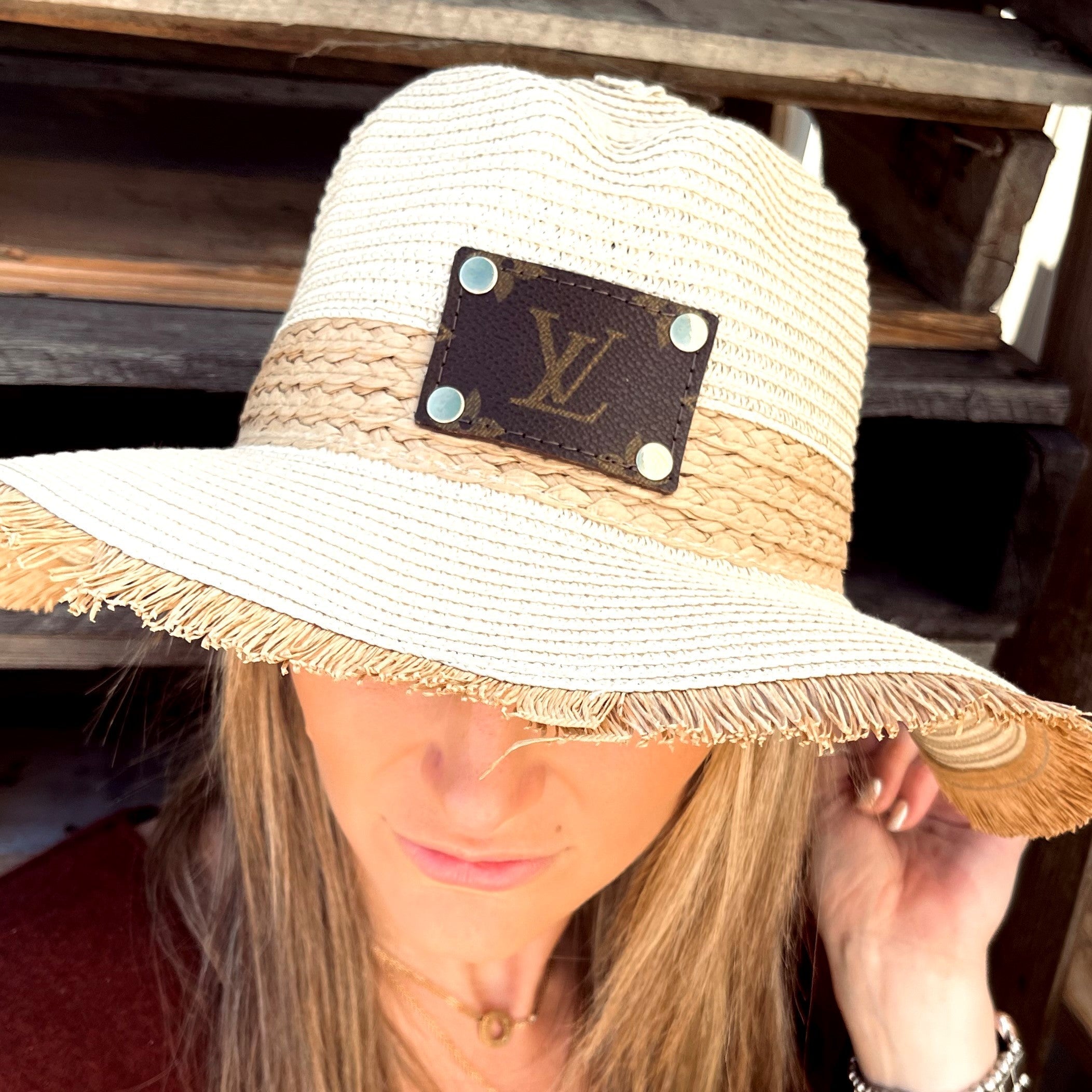Anagails Upcycled Louis Vuitton Patch Tan Bali Straw Hat – Stealing  Underwear