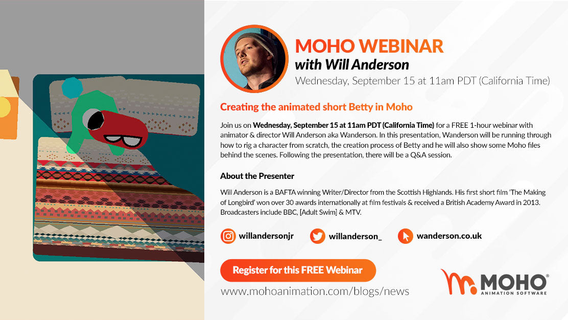 Webinar – Creating the animated short in Moho with Will Anderson
