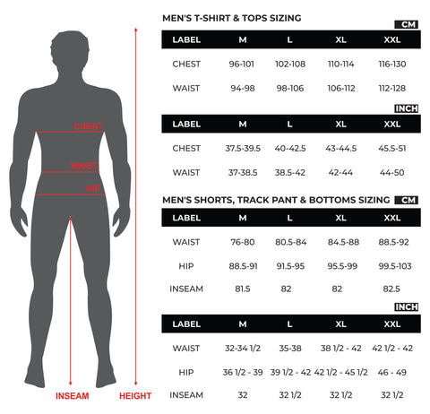 Men's apparel Size guide