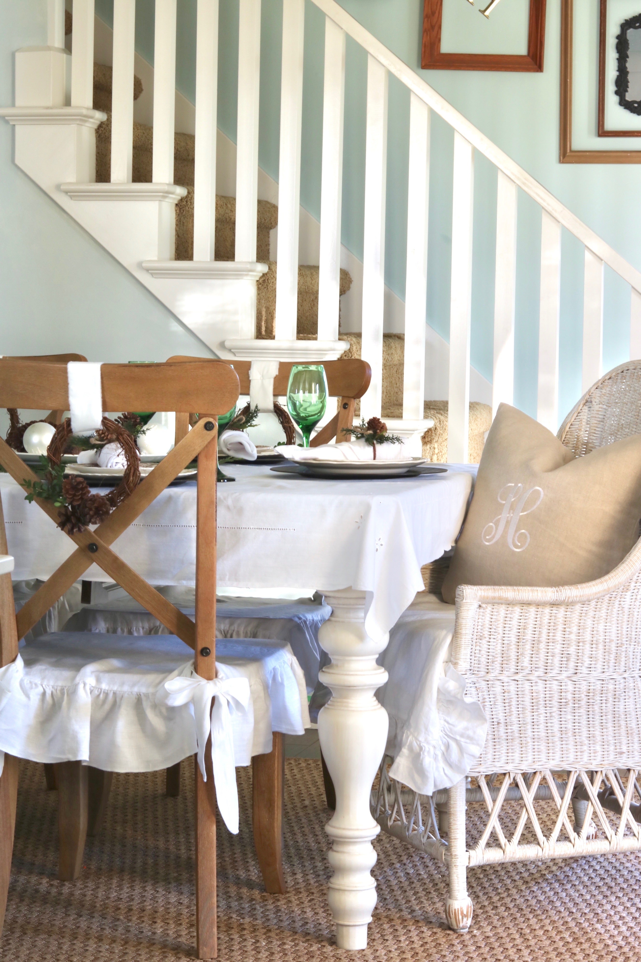 shabby chic dining room chair slipcovers