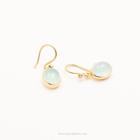 Aqua Chalcedon White Topaz Earrings