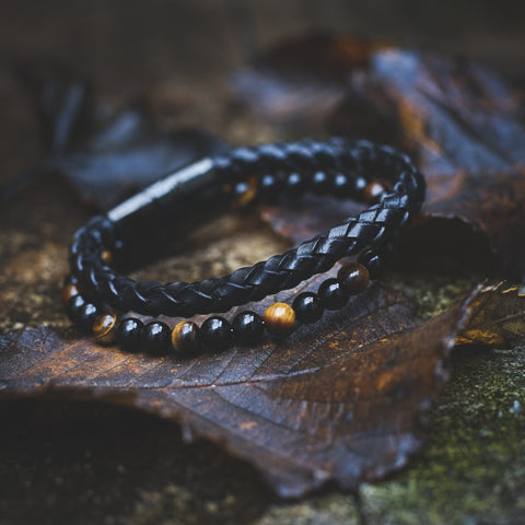 Tiger Eye Stone Leather Bracelet