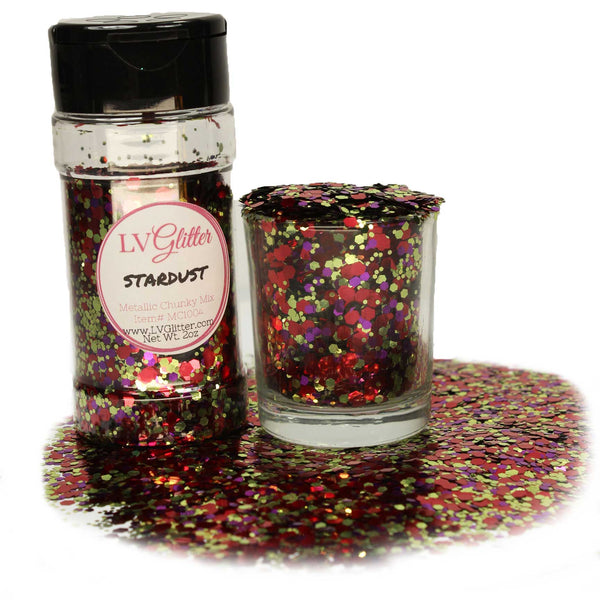 Show Girl Purple Pink Gold Metallic Chunky Mix Glitter Shaker