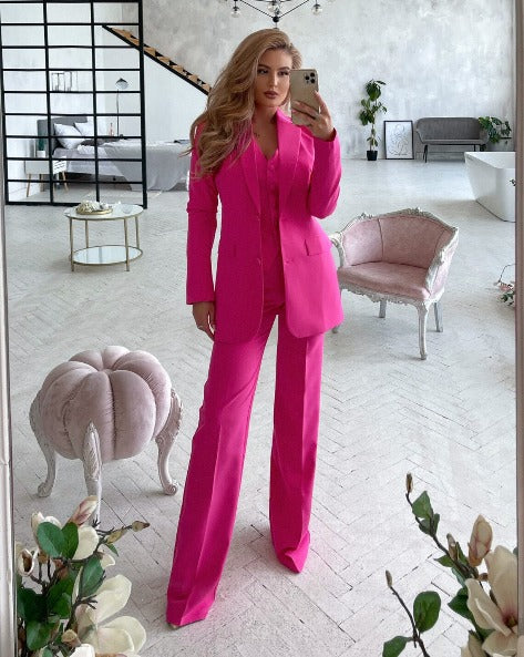 Pink Loose Tuxedo Pink Trouser Suit For Women Perfect For Evening Parties,  Weddings, And Formal Work Wear From Greatvip, $66.99