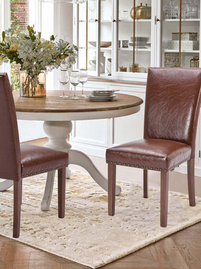 black leather and wood dining chairs