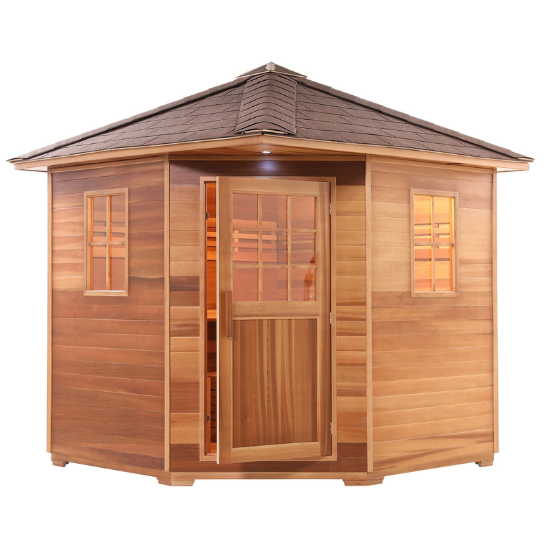 Aleko Outdoor Or Indoor Western Red Cedar Wet Dry Barrel Sauna 8 Per