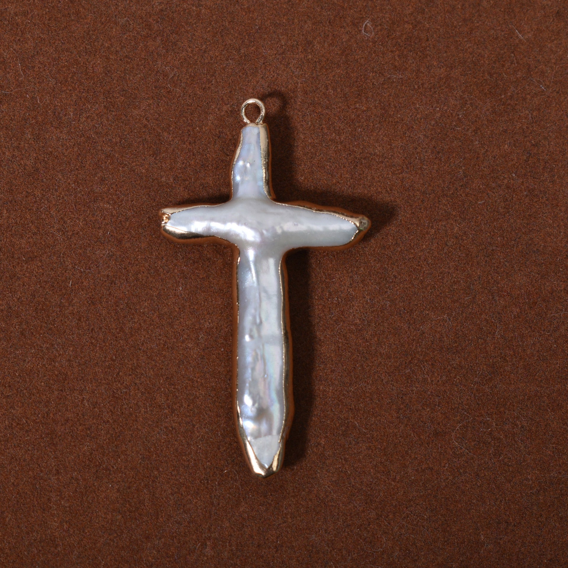 Image of Large Cross Pearl Pendant