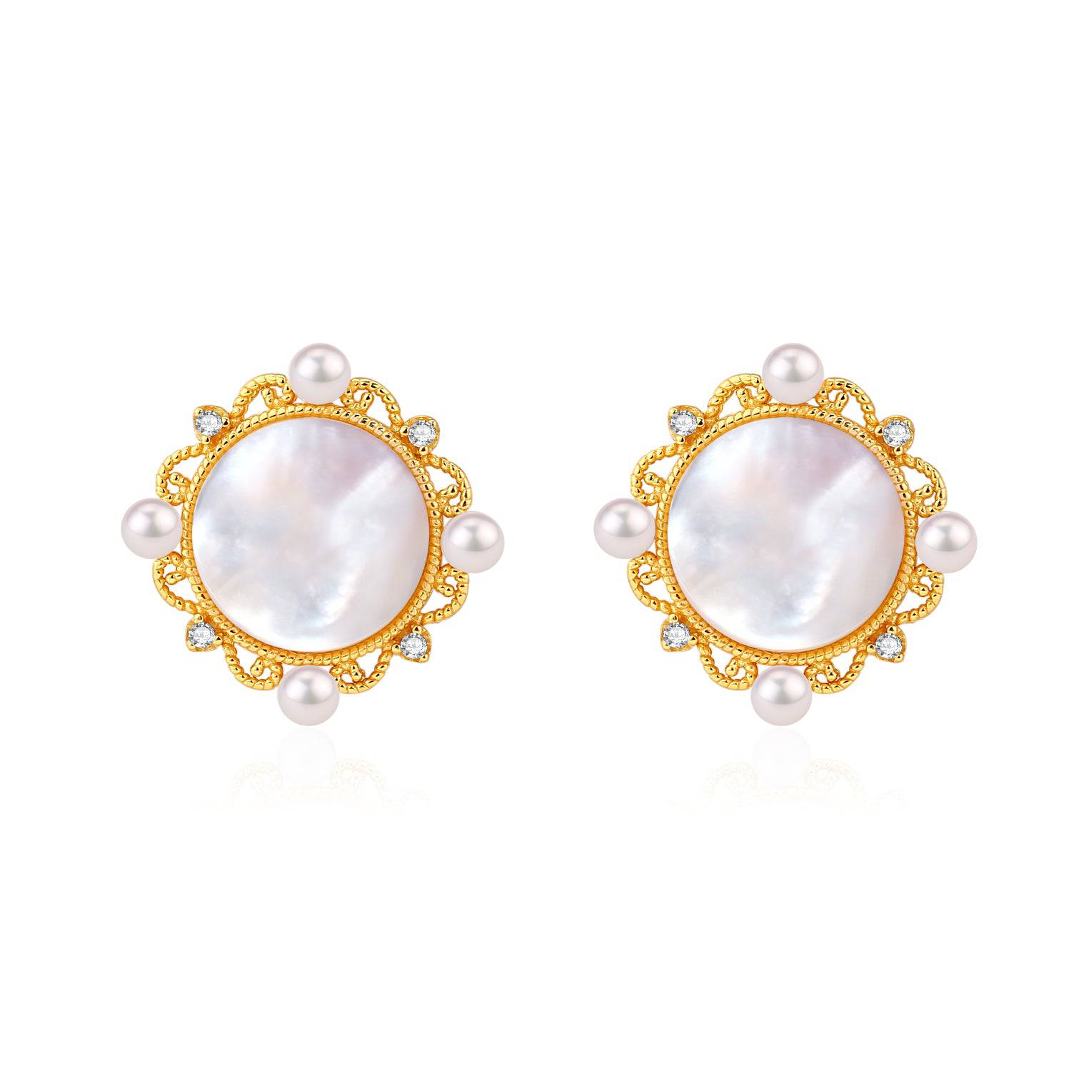 Image of Vivian Mother of Pearls Freshwater Pearls Earrings