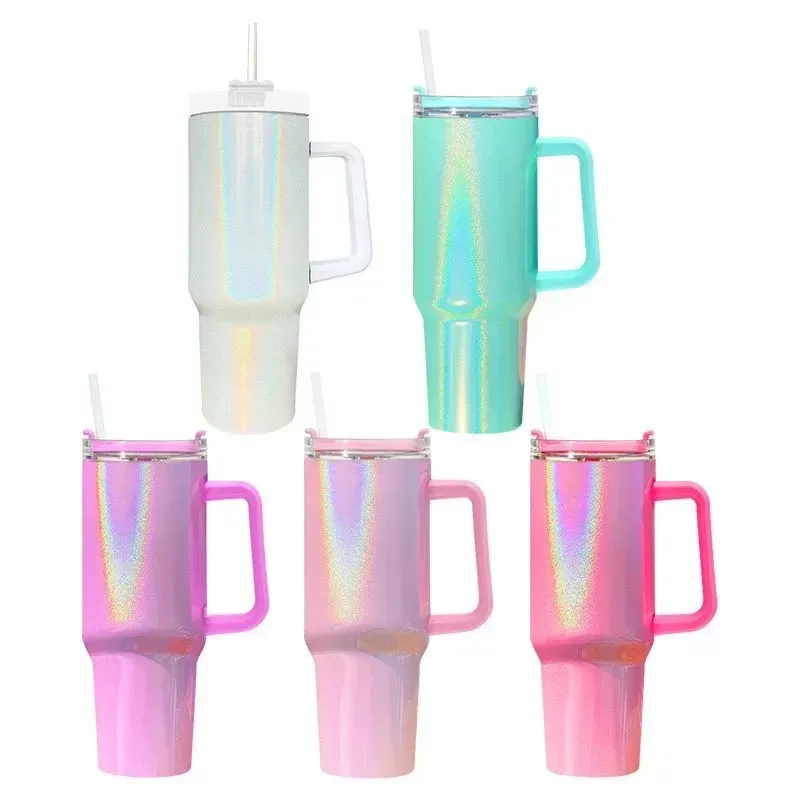 US$ 110.00 - USA warehouse 32oz 40oz sublimation clear/frosted glass handle  mug with straw 