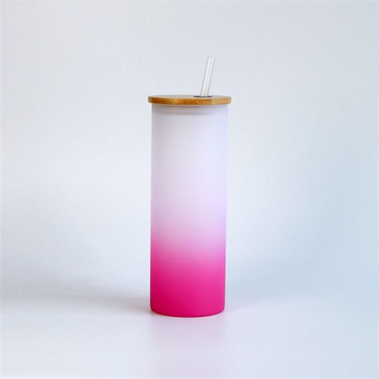16oz Ombre Sublimation Glass Tumbler with Bamboo Lid and Straw - 50 PA –  OneStopSubShop