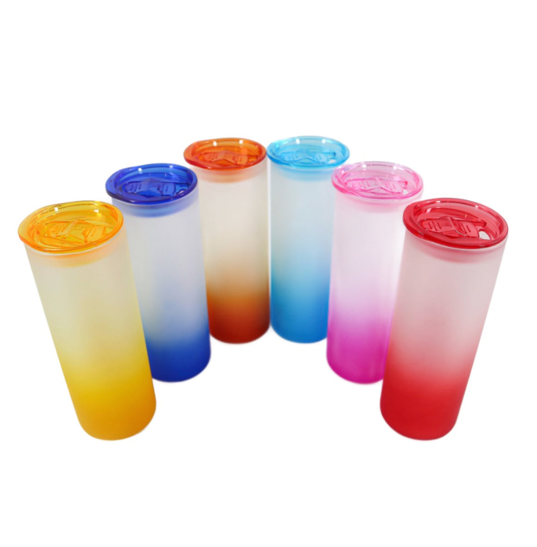 25oz Frosted Glass Gradient Tumbler W/Lid and Straw – Cali Bees Creations