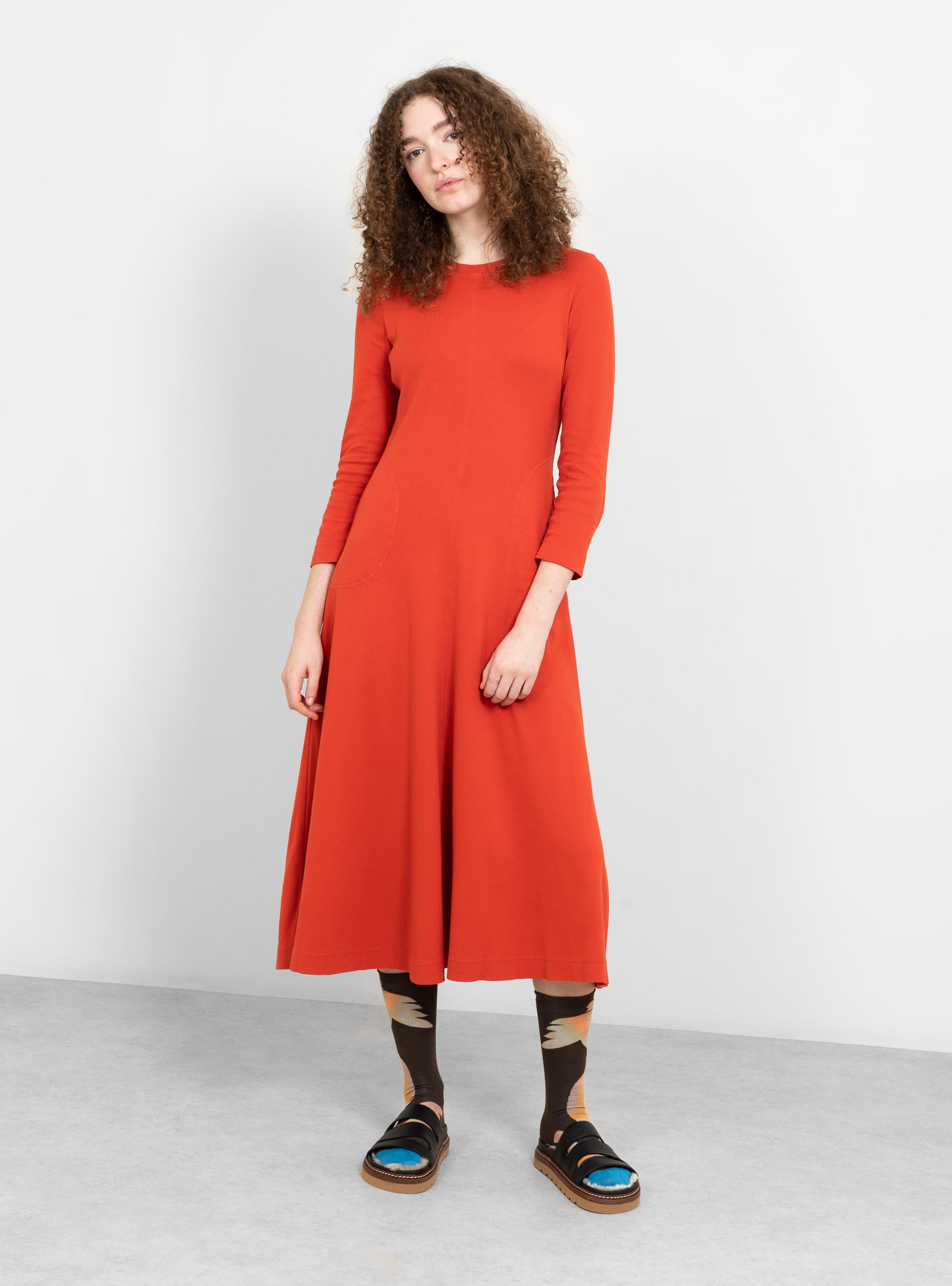 Raquel Allegra Big Sweep Midi Dress Firefly