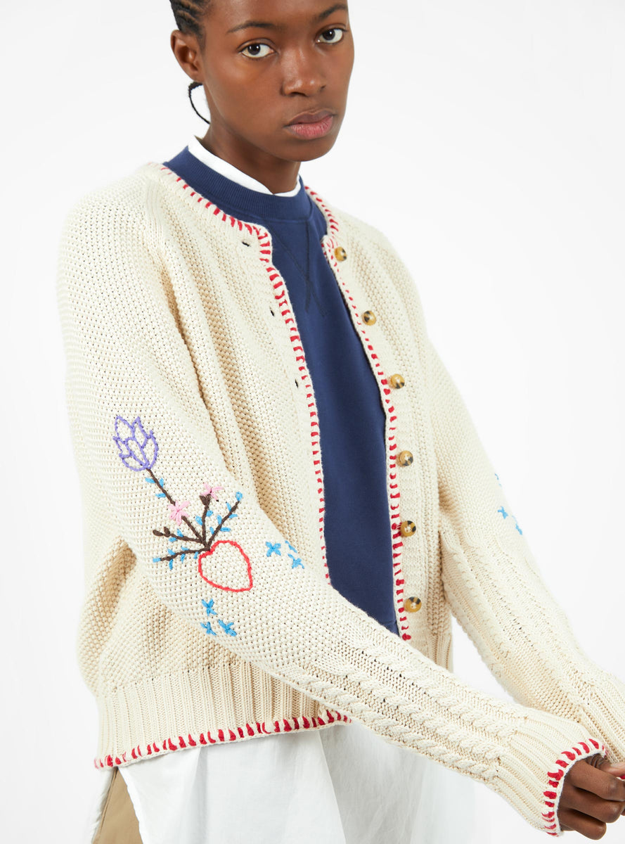 very brain Flower Embroidered Cardigan-