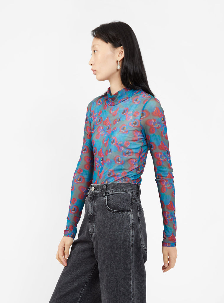 Mesh Turtleneck Top Blue & Red by Henrik Vibskov by Couverture & The Garbstore