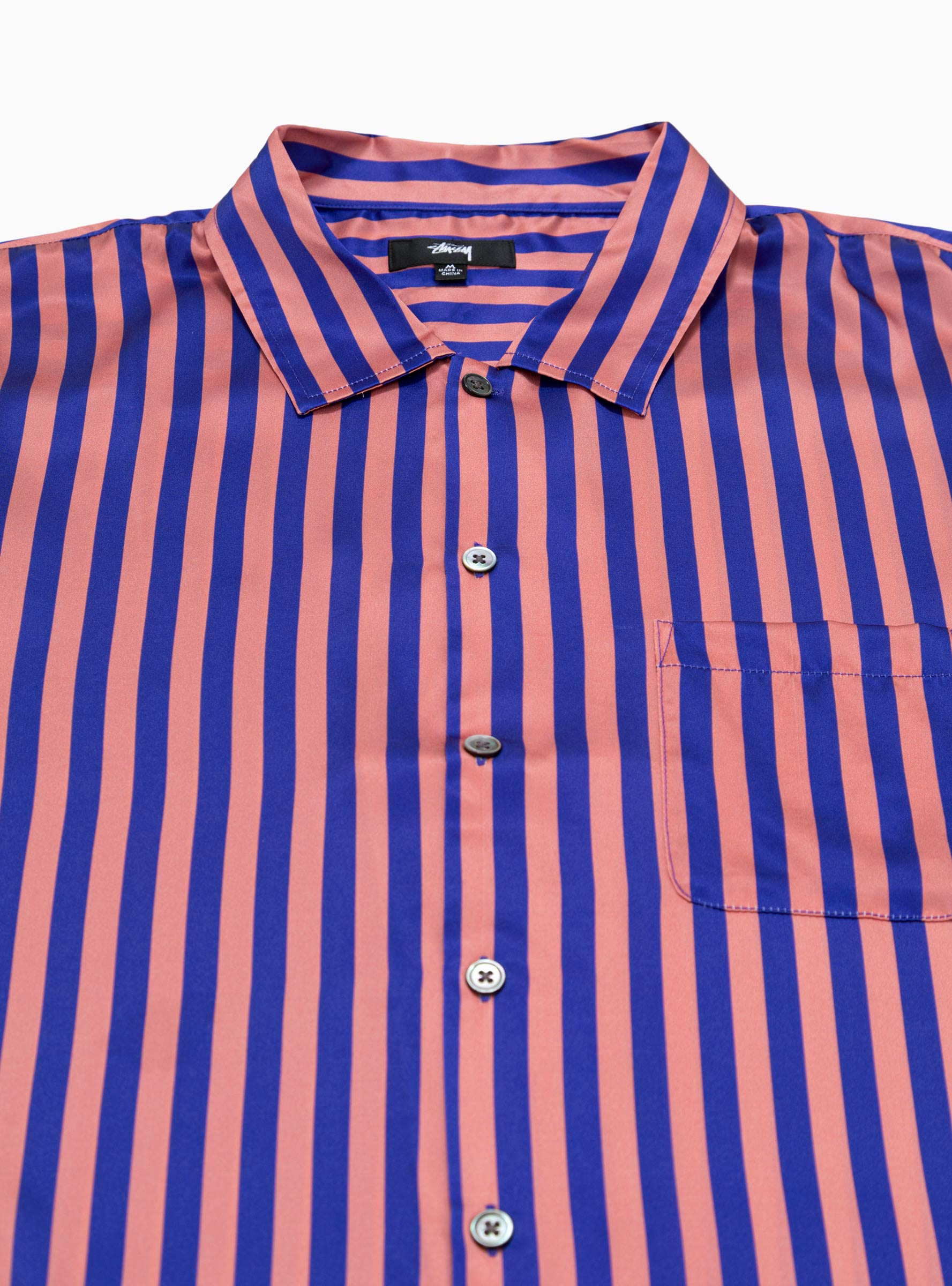 受注発注 Shirt stussy stripe silk shirt Blue - morikawashoji.co.jp
