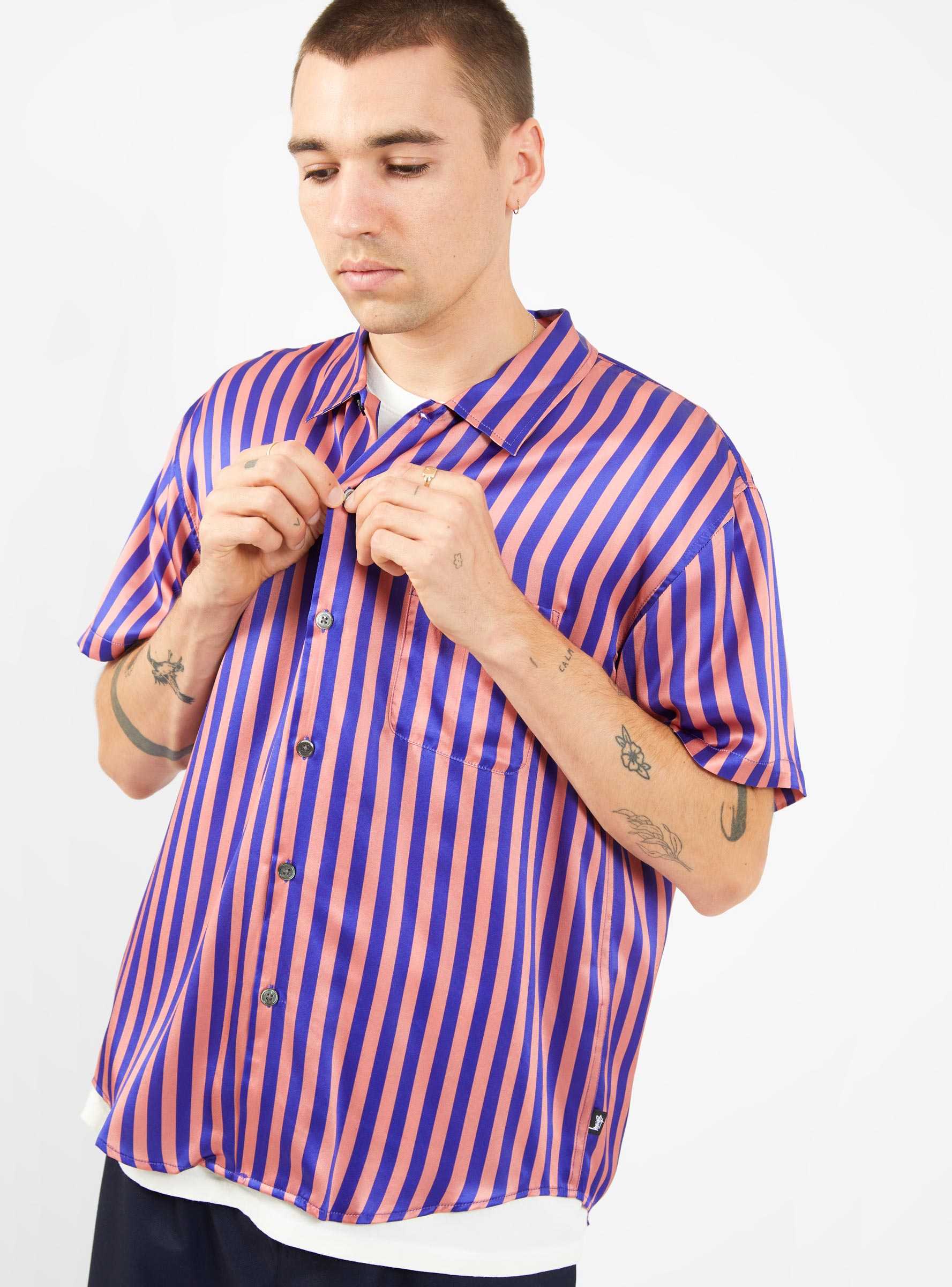 Striped Silk Shirt Blue & Pink