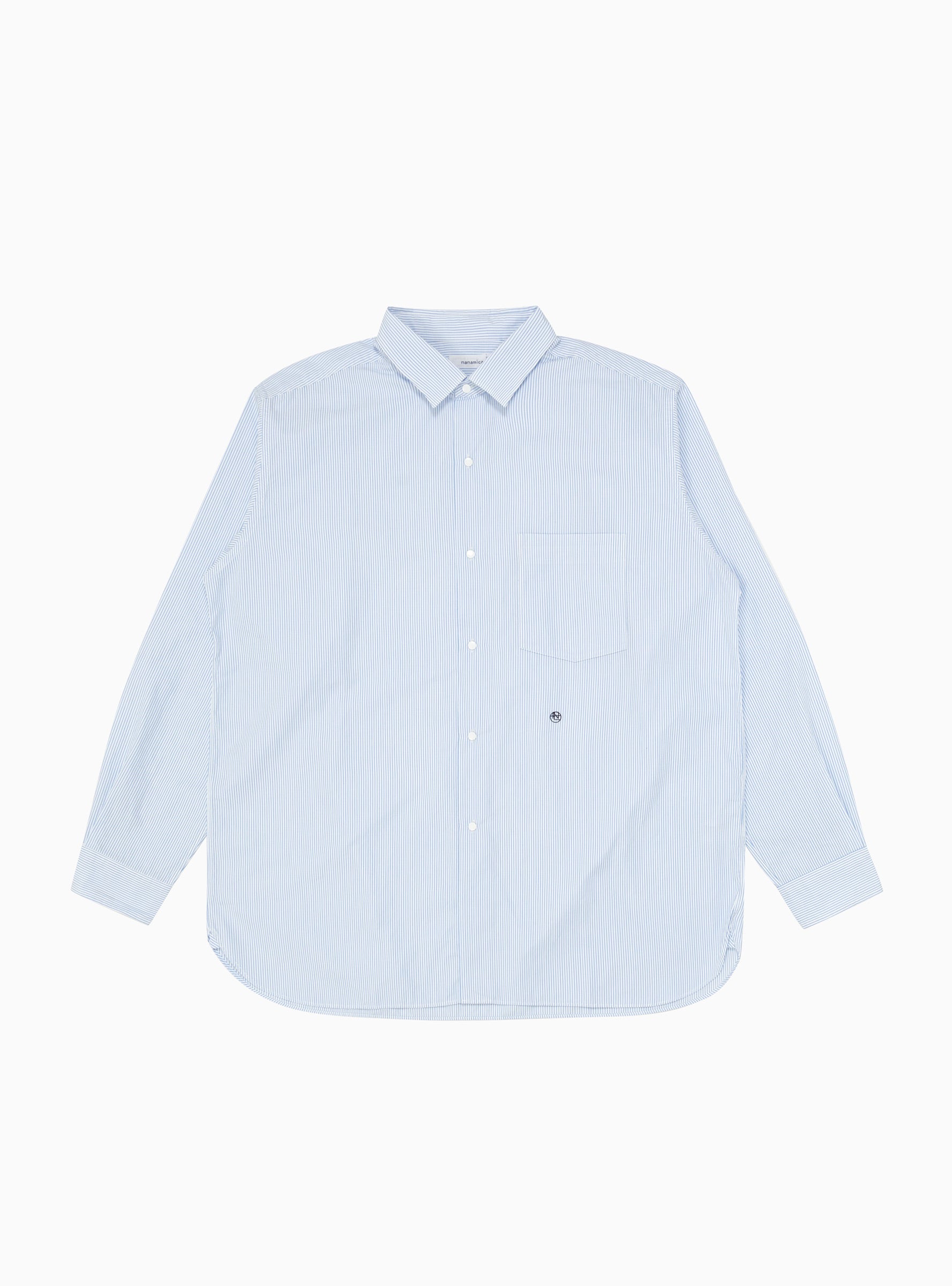Regular Collar Wind Shirt Blue & White Stripe