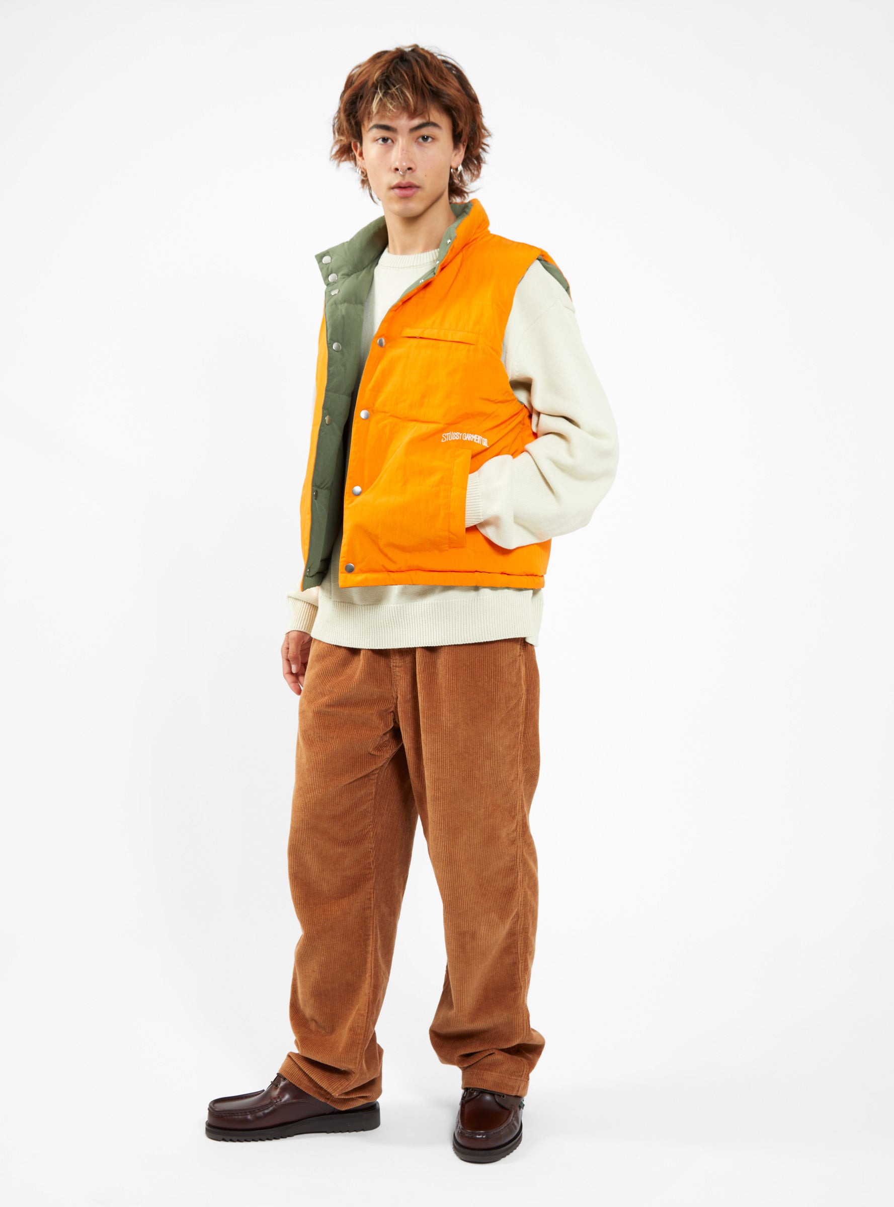 Workgear Reversible Down Vest Olive & Orange by Stüssy