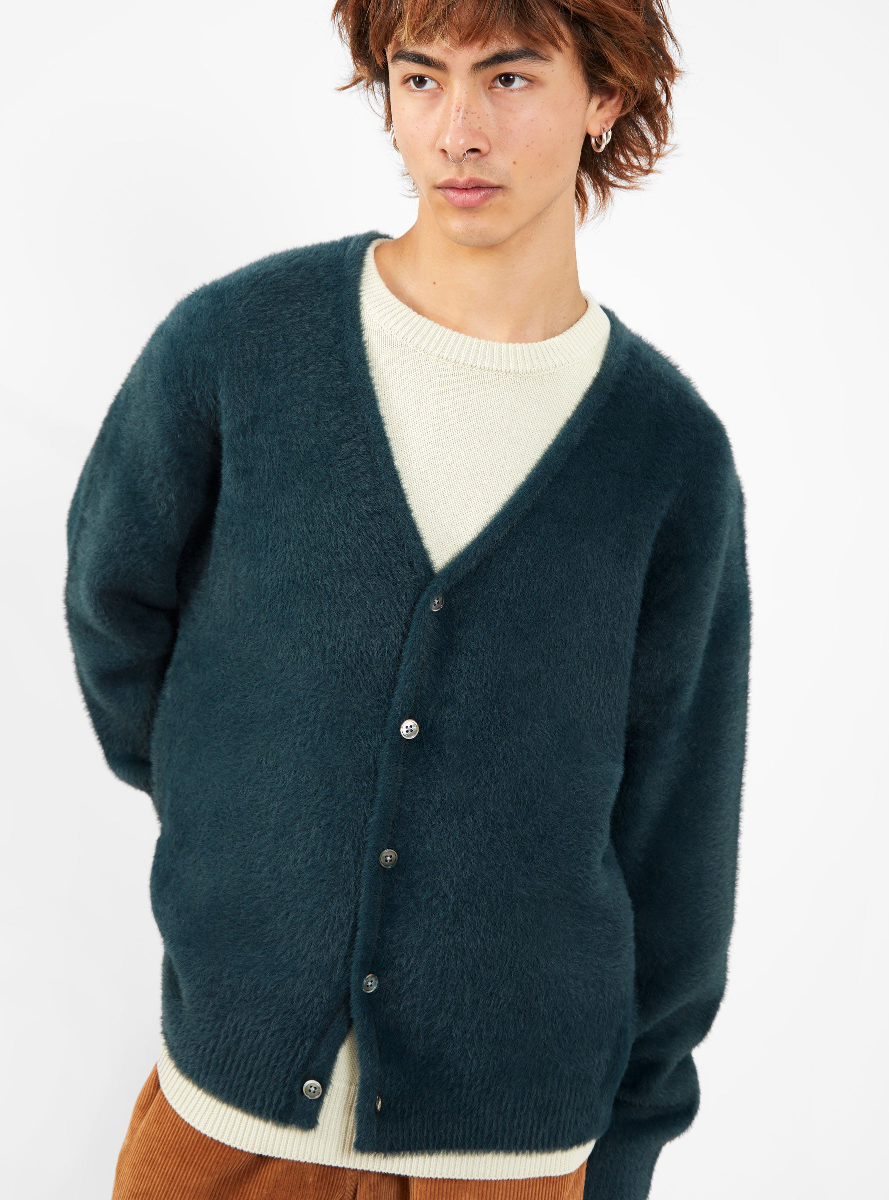 Stussy Shaggy Cardigan Dark Green-