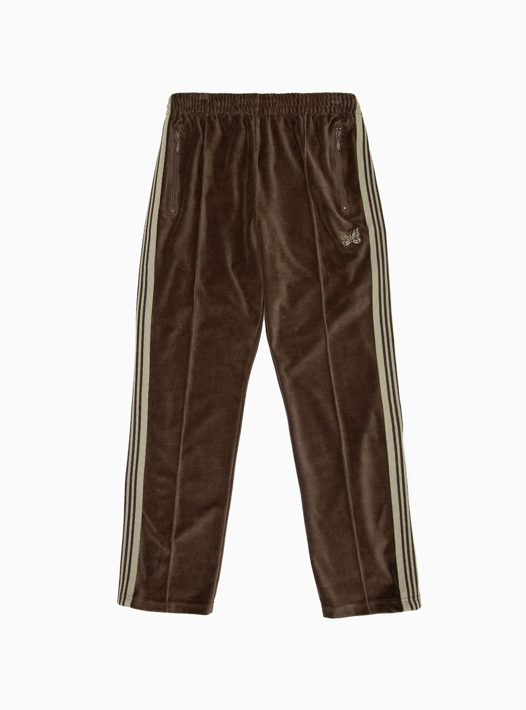 Narrow Velour Track Pants Brown