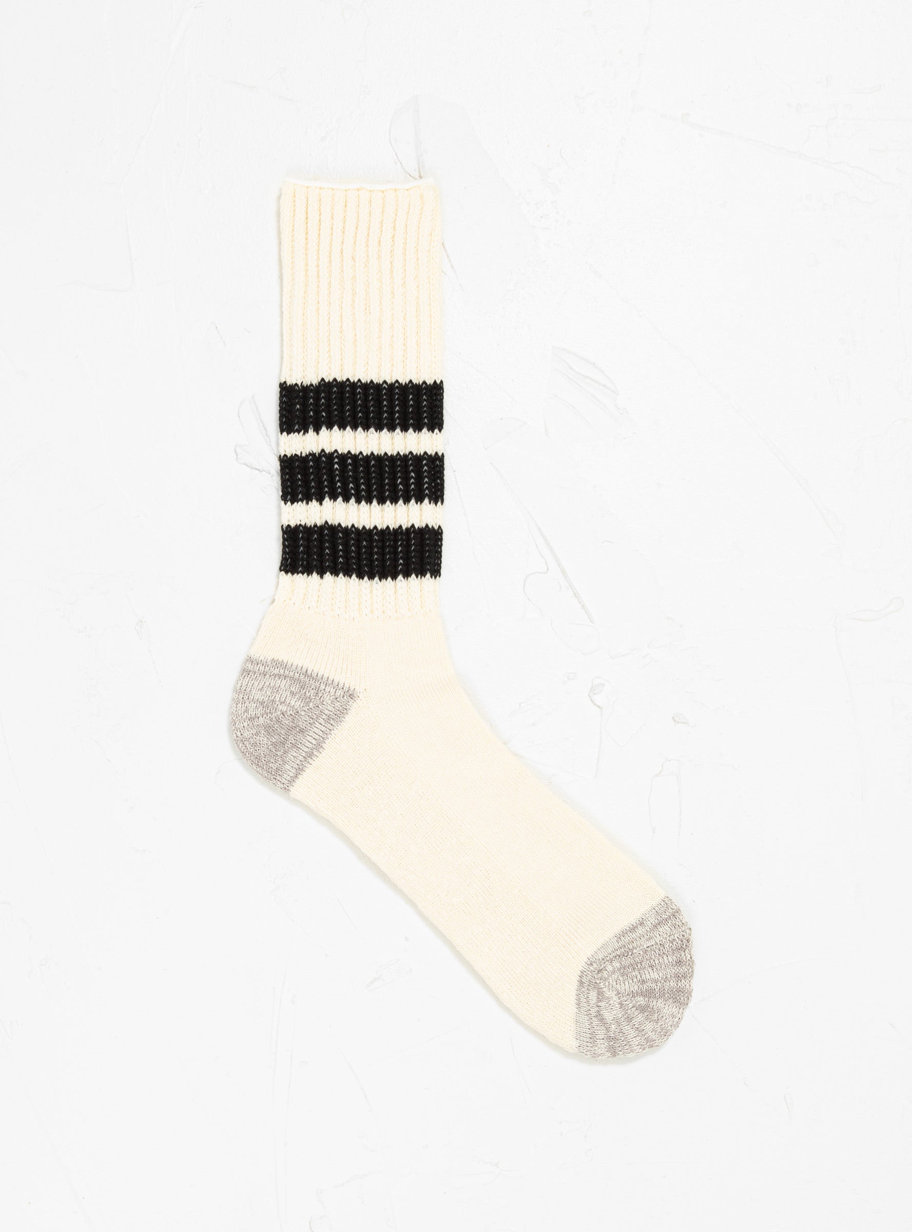 Coarse Ribbed Oldschool Socks Ecru & Black